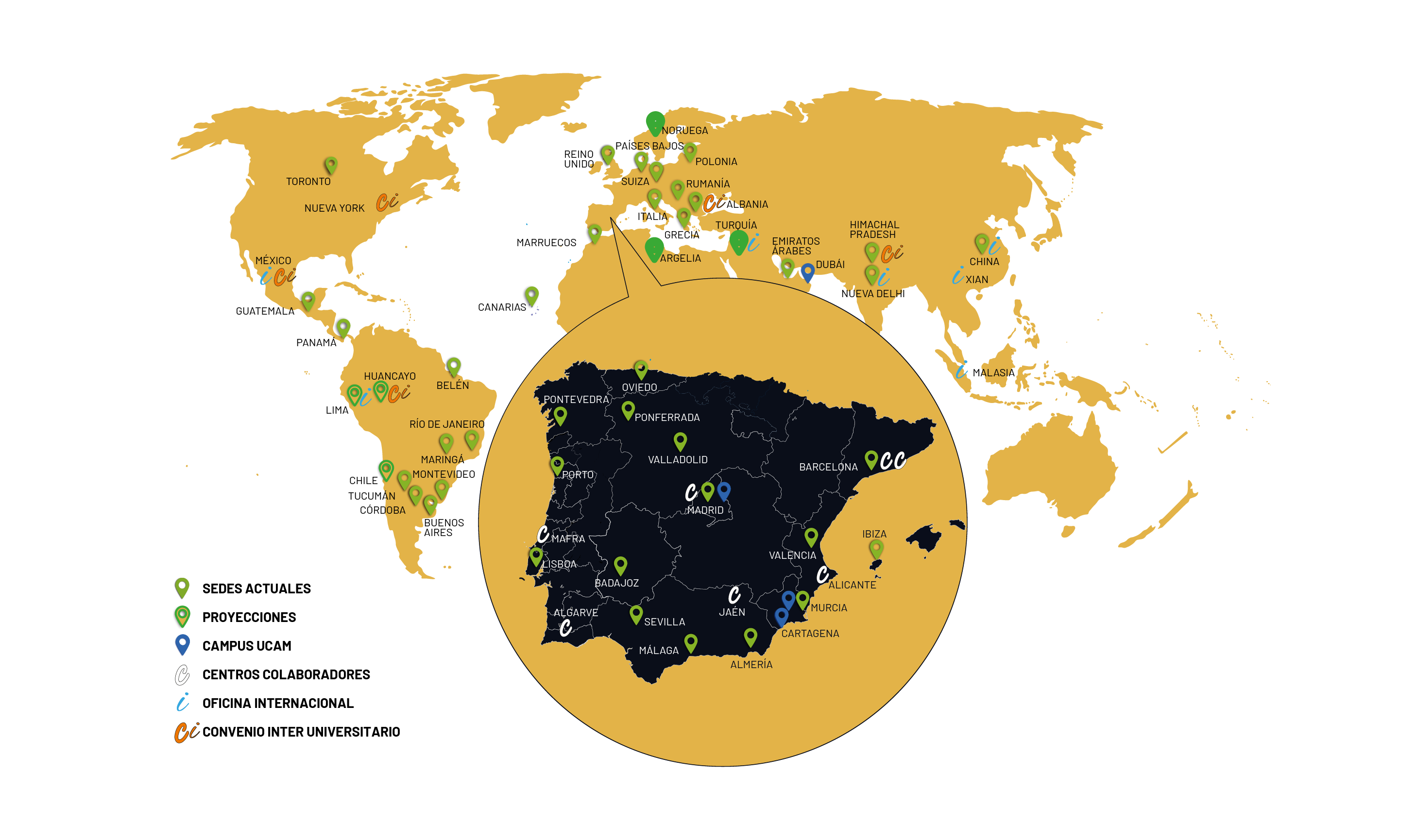 Mapa sedes PgO UCAM